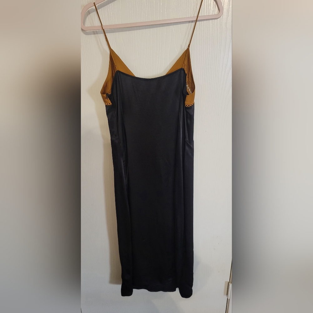 Scotch & Soda Star Watcher Midi Length Wrap Over Slip SILK Dress Black Size M - Picture 7 of 13